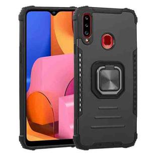 For Samsung Galaxy A20s Fierce Warrior Series Armor All-inclusive Shockproof Aluminum Alloy + TPU Protective Case with Ring Holder(Black)