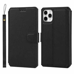 For iPhone 11 Pro Plain Texture Horizontal Flip PU Leather Case with Holder & Card Slots & Photo Frame & Wallet & Strap (Black)