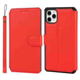 For iPhone 11 Pro Plain Texture Horizontal Flip PU Leather Case with Holder & Card Slots & Photo Frame & Wallet & Strap (Red)