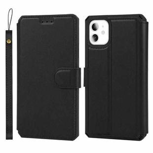 For iPhone 11 Plain Texture Horizontal Flip PU Leather Case with Holder & Card Slots & Photo Frame & Wallet & Strap (Black)