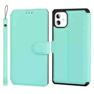 For iPhone 11 Plain Texture Horizontal Flip PU Leather Case with Holder & Card Slots & Photo Frame & Wallet & Strap (Blue)