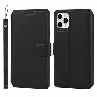 For iPhone 11 Pro Max Plain Texture Horizontal Flip PU Leather Case with Holder & Card Slots & Photo Frame & Wallet & Strap (Black)