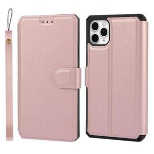 For iPhone 11 Pro Max Plain Texture Horizontal Flip PU Leather Case with Holder & Card Slots & Photo Frame & Wallet & Strap (Pink)