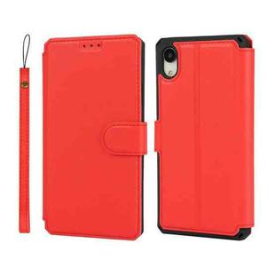 For iPhone XR Plain Texture Horizontal Flip PU Leather Case with Holder & Card Slots & Photo Frame & Wallet & Strap(Red)