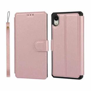 For iPhone XR Plain Texture Horizontal Flip PU Leather Case with Holder & Card Slots & Photo Frame & Wallet & Strap(Pink)