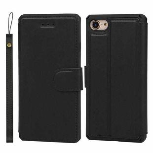 Plain Texture Horizontal Flip PU Leather Case with Holder & Card Slots & Photo Frame & Wallet & Strap For iPhone 7 / 8 / SE 2020(Black)