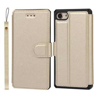 Plain Texture Horizontal Flip PU Leather Case with Holder & Card Slots & Photo Frame & Wallet & Strap For iPhone 7 / 8 / SE 2020(Gold)