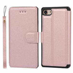 Plain Texture Horizontal Flip PU Leather Case with Holder & Card Slots & Photo Frame & Wallet & Strap For iPhone 7 / 8 / SE 2020(Pink)