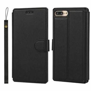 Plain Texture Horizontal Flip PU Leather Case with Holder & Card Slots & Photo Frame & Wallet & Strap For iPhone 7 Plus / 8 Plus(Black)