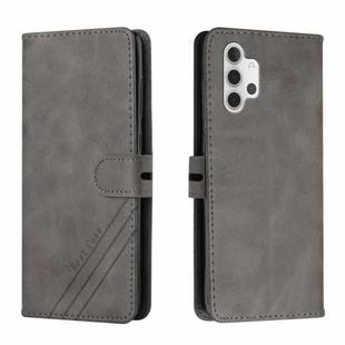 For Samsung Galaxy A32 4G Stitching Style 2-Color Cow Texture Horizontal Flip PU Leather Case with Holder & Card Slot & Lanyard(Gray)