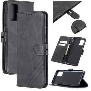 For Samsung Galaxy Note20 Stitching Style 2-Color Cow Texture Horizontal Flip PU Leather Case with Holder & Card Slot & Lanyard(Black)