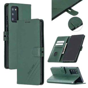 For Samsung Galaxy Note20 Stitching Style 2-Color Cow Texture Horizontal Flip PU Leather Case with Holder & Card Slot & Lanyard(Green)