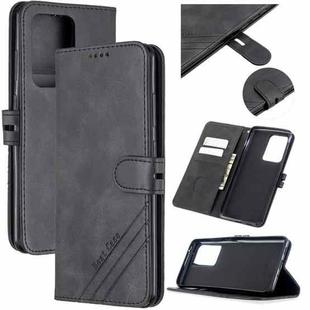 For Samsung Galaxy Note20 Ultra Stitching Style 2-Color Cow Texture Horizontal Flip PU Leather Case with Holder & Card Slot & Lanyard(Black)