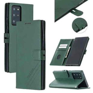 For Samsung Galaxy Note20 Ultra Stitching Style 2-Color Cow Texture Horizontal Flip PU Leather Case with Holder & Card Slot & Lanyard(Green)