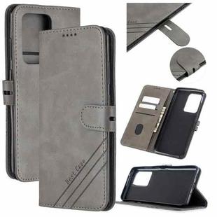 For Samsung Galaxy S21 Ultra 5G Stitching Style 2-Color Cow Texture Horizontal Flip PU Leather Case with Holder & Card Slot & Lanyard(Gray)
