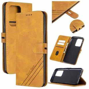 For Samsung Galaxy S21 Ultra 5G Stitching Style 2-Color Cow Texture Horizontal Flip PU Leather Case with Holder & Card Slot & Lanyard(Yellow)