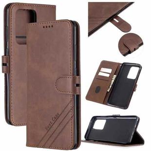 For Samsung Galaxy S21 Ultra 5G Stitching Style 2-Color Cow Texture Horizontal Flip PU Leather Case with Holder & Card Slot & Lanyard(Brown)