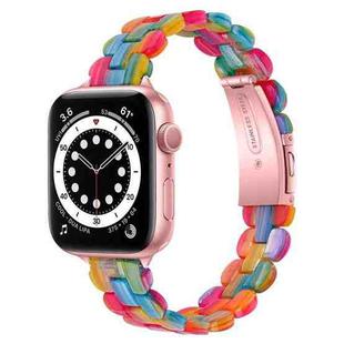 Oval Resin Watch Band For Apple Watch Ultra 49mm / Series 8&7 45mm / SE 2&6&SE&5&4 44mm / 3&2&1 42mm(Rainbow)