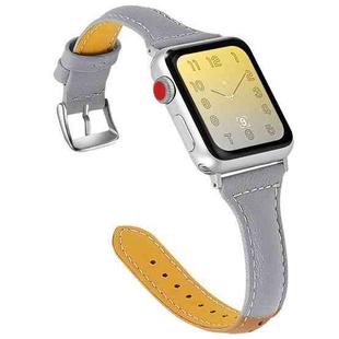 Three-color T-shape Leather Watch Band For Apple Watch Series 8&7 41mm / SE 2&6&SE&5&4 40mm / 3&2&1 38mm(Coffee Grey+Grey)