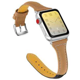 Three-color T-shape Leather Watch Band For Apple Watch Ultra 49mm&Watch Ultra 2 49mm / Series 9&8&7 45mm / SE 3&SE 2&6&SE&5&4 44mm / 3&2&1 42mm(Black Coffee+Coffee)