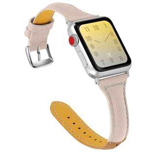 Three-color T-shape Leather Watch Band For Apple Watch Ultra 49mm / Series 8&7 45mm / SE 2&6&SE&5&4 44mm / 3&2&1 42mm(Coffee Apricot+Apricot)