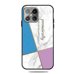 For iPhone 13 Frosted Fashion Marble Shockproof  TPU Protective Case(Blue-violet Triangle)