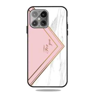 For iPhone 13 Frosted Fashion Marble Shockproof  TPU Protective Case(Pink Triangle)