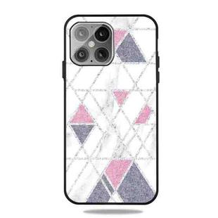 For iPhone 13 Frosted Fashion Marble Shockproof  TPU Protective Case(White Pink Triangle)