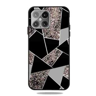 Frosted Fashion Marble Shockproof  TPU Protective Case For iPhone 13(Black Gold Triangle)