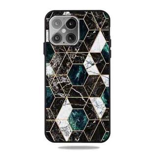 For iPhone 13 Pro Frosted Fashion Marble Shockproof  TPU Protective Case (Hexagon Black)
