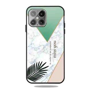 For iPhone 13 Pro Max Frosted Fashion Marble Shockproof  TPU Protective Case (Green White Grass)