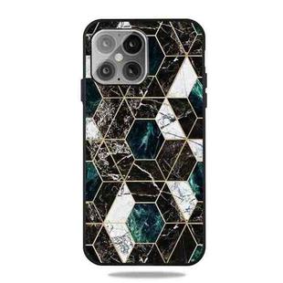 For iPhone 13 Pro Max Frosted Fashion Marble Shockproof  TPU Protective Case (Hexagon Black)