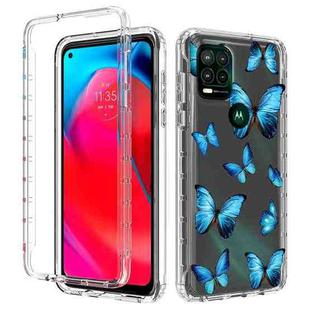 For Motorola Moto G Stylus 5G 2 in 1 High Transparent Painted Shockproof PC + TPU Protective Case(Blue Butterfly)