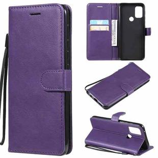 For Motorola Moto G50 Solid Color Horizontal Flip Protective Leather Case with Holder & Card Slots & Wallet & Photo Frame & Lanyard(Purple)