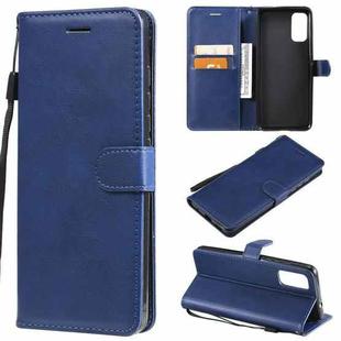 For Motorola Moto G50 Solid Color Horizontal Flip Protective Leather Case with Holder & Card Slots & Wallet & Photo Frame & Lanyard(Blue)