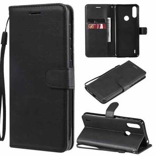 For Motorola Moto E7 Power Solid Color Horizontal Flip Protective Leather Case with Holder & Card Slots & Wallet & Photo Frame & Lanyard(Black)