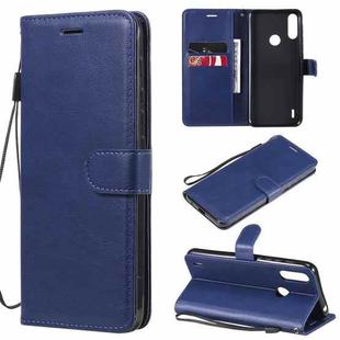 For Motorola Moto E7 Power Solid Color Horizontal Flip Protective Leather Case with Holder & Card Slots & Wallet & Photo Frame & Lanyard(Blue)