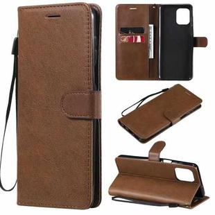 For Motorola Edge S 4G Solid Color Horizontal Flip Protective Leather Case with Holder & Card Slots & Wallet & Photo Frame & Lanyard(Brown)