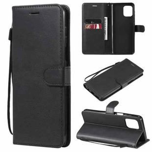 For Motorola Edge S 4G Solid Color Horizontal Flip Protective Leather Case with Holder & Card Slots & Wallet & Photo Frame & Lanyard(Black)