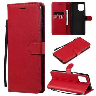 For Motorola Edge S 4G Solid Color Horizontal Flip Protective Leather Case with Holder & Card Slots & Wallet & Photo Frame & Lanyard(Red)