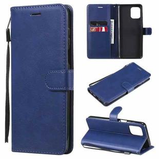 For Motorola Edge S 4G Solid Color Horizontal Flip Protective Leather Case with Holder & Card Slots & Wallet & Photo Frame & Lanyard(Blue)