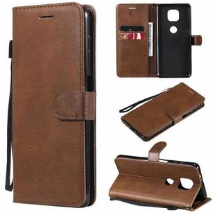 For Motorola Moto G Power 2021 Solid Color Horizontal Flip Protective Leather Case with Holder & Card Slots & Wallet & Photo Frame & Lanyard(Brown)