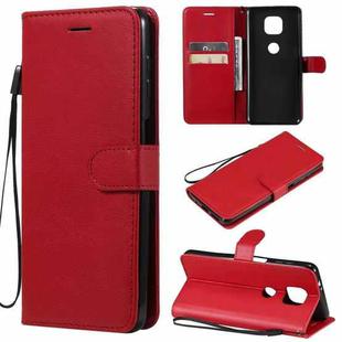 For Motorola Moto G Power 2021 Solid Color Horizontal Flip Protective Leather Case with Holder & Card Slots & Wallet & Photo Frame & Lanyard(Red)