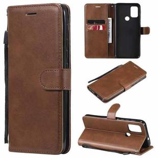 For Motorola Moto G10 / G30 Solid Color Horizontal Flip Protective Leather Case with Holder & Card Slots & Wallet & Photo Frame & Lanyard(Brown)