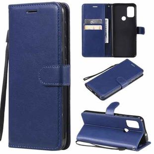 For Motorola Moto G10 / G30 Solid Color Horizontal Flip Protective Leather Case with Holder & Card Slots & Wallet & Photo Frame & Lanyard(Blue)