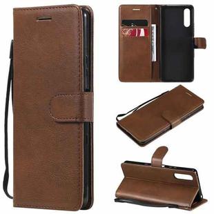 For Sony Xperia 10 III Solid Color Horizontal Flip Protective Leather Case with Holder & Card Slots & Wallet & Photo Frame & Lanyard(Brown)