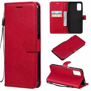 For Xiaomi Redmi Note 10 5G / Poco M3 Pro Solid Color Horizontal Flip Protective Leather Case with Holder & Card Slots & Wallet & Photo Frame & Lanyard(Red)