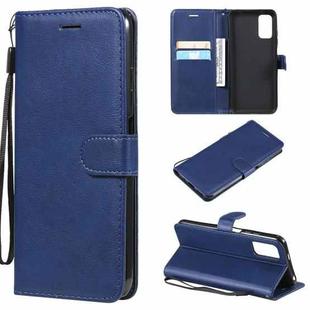 For Xiaomi Redmi Note 10 5G / Poco M3 Pro Solid Color Horizontal Flip Protective Leather Case with Holder & Card Slots & Wallet & Photo Frame & Lanyard(Blue)