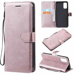 For Xiaomi Redmi Note 10 5G / Poco M3 Pro Solid Color Horizontal Flip Protective Leather Case with Holder & Card Slots & Wallet & Photo Frame & Lanyard(Rose Gold)