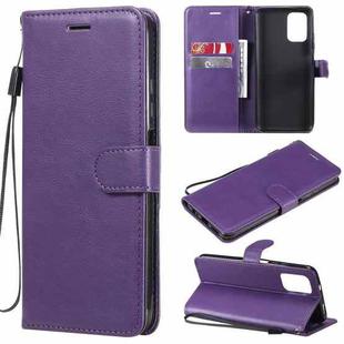 For Xiaomi Redmi Note 10 4G Solid Color Horizontal Flip Protective Leather Case with Holder & Card Slots & Wallet & Photo Frame & Lanyard(Purple)